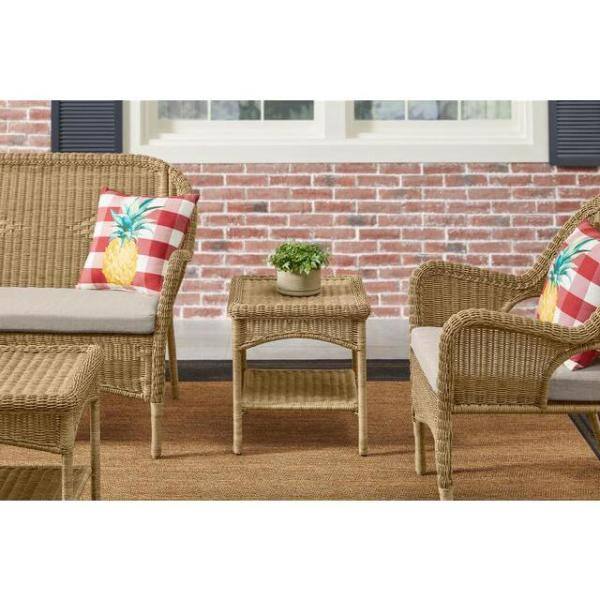 light brown wicker table