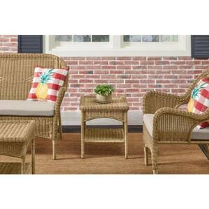 Rosemont Light Brown Square Steel Wicker Outdoor Patio Side Table