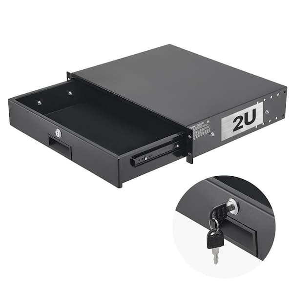 1 Piece 2U Size, 50 lbs. Max Load-Bearing, Lockable Sliding, for 19 in. Network/AV Rack Equipment Rack Mount Drawer Set