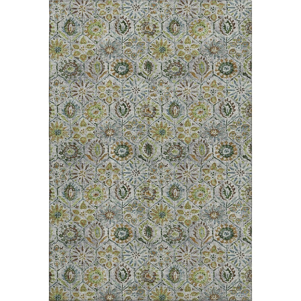 Mayfield Premium Machine Washable Abstract AMF1938 Green 3 ft. x 5 ft. Area Rug price history on PriceWatchPro