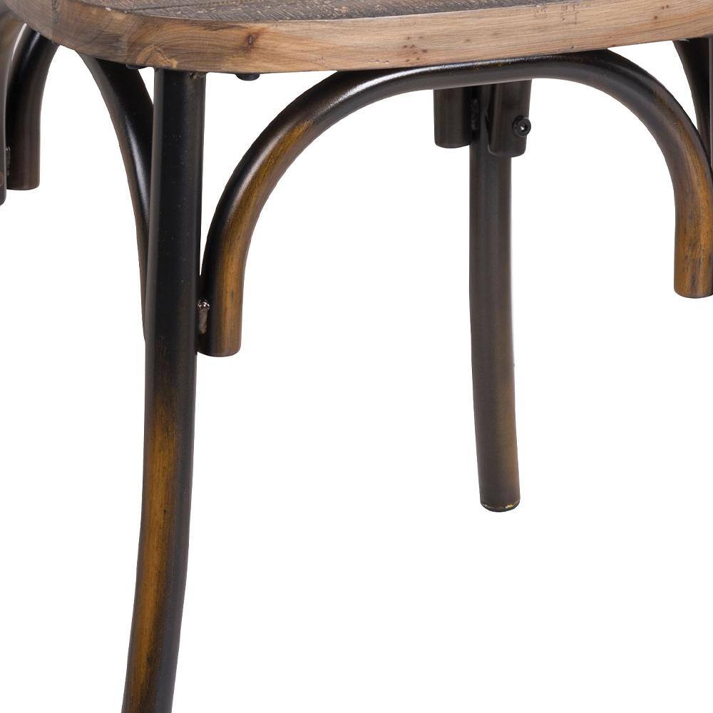 Antique Copper & Oak Metal Cross Back Side Chair