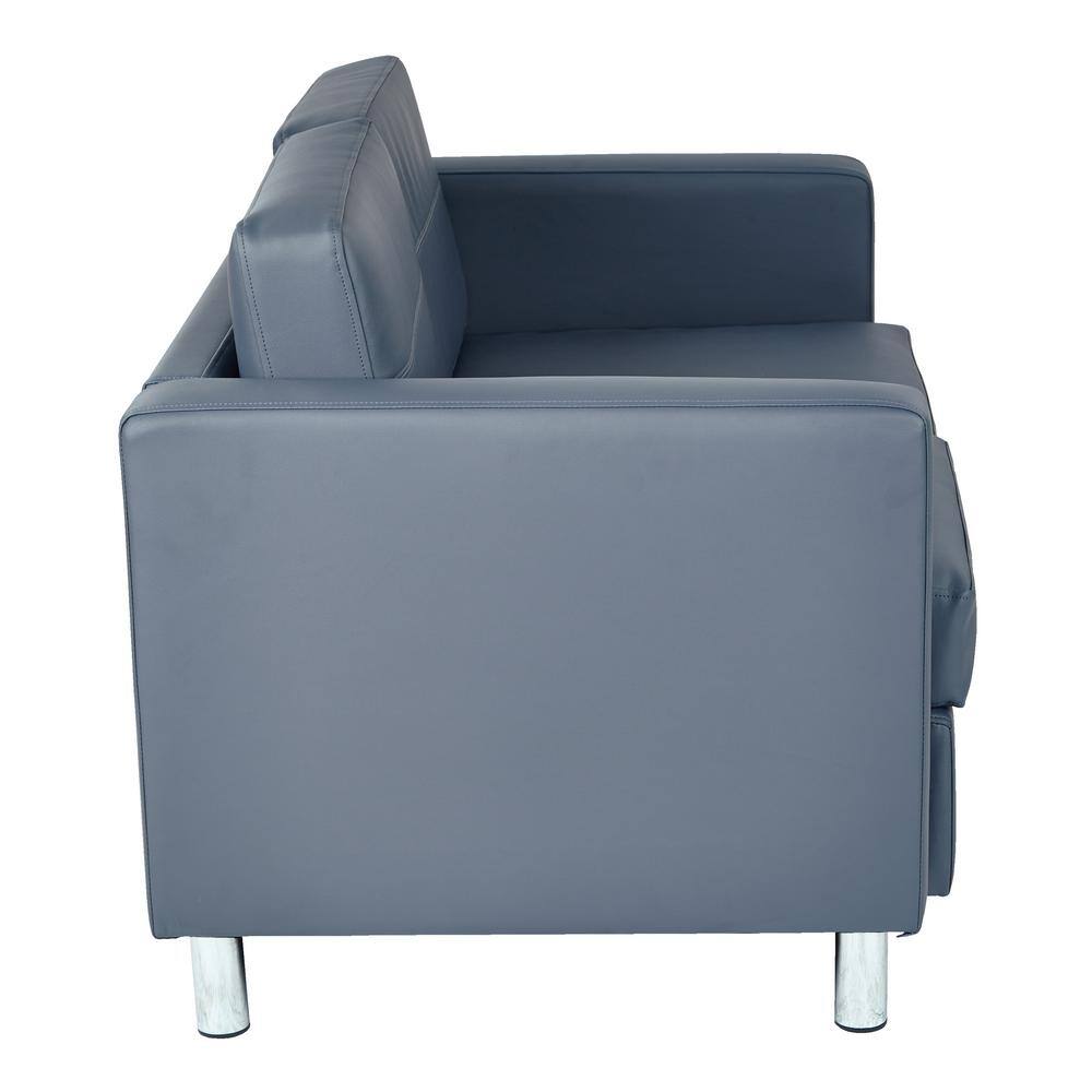Dillon Blue Faux Leather Loveseat with Track Arms