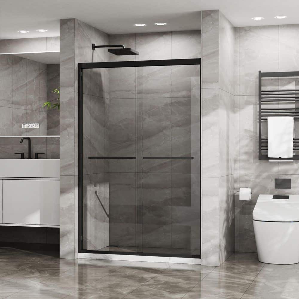 48 in. W x 72 in. H Aluminum Framed Shower Enclosure, SGCC Glass, Matte Black price history on PriceWatchPro
