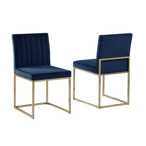Best Master Furniture Jacobsen Navy Velvet Armless Chairs (Set of 2)
