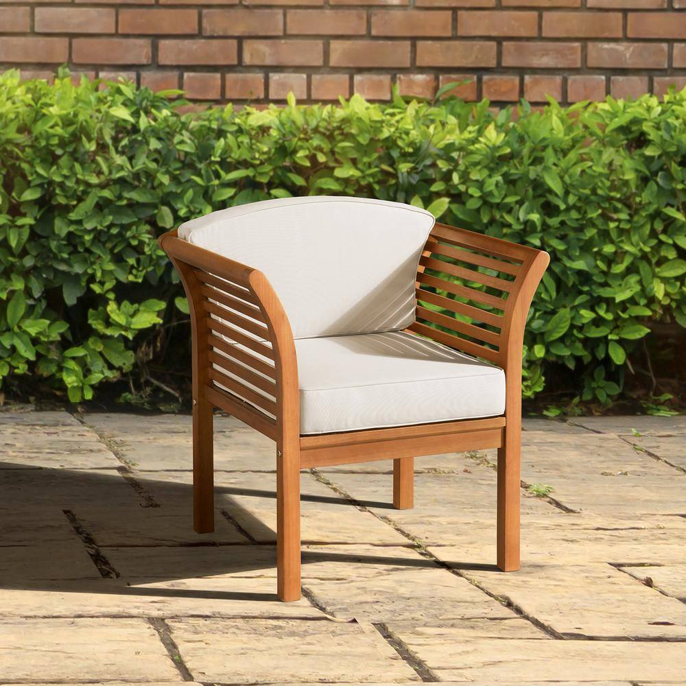 Natural Eucalyptus Wood Outdoor Chair with Cushions