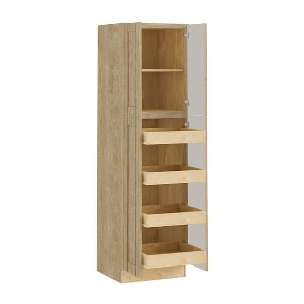 Washington 24 in. W x 24 in. D x 84 in. H Assembled Plywood Utility Kitchen Cabinet in Oak with Soft Close Doors