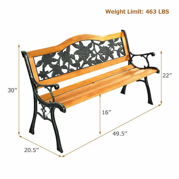 44.5 /"  Garden Bench Porch Patio Park Furniture Iron School Lawn Seat Chair NEW