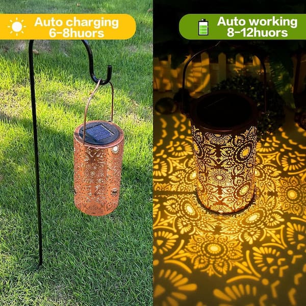 太陽販売所 Solar Lanterns Outdoor Hanging Lantern Lights, Sunflower Metal