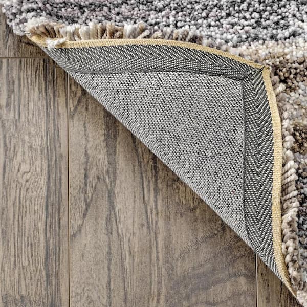 Block Stripe shag taupe utility mat - urbAna