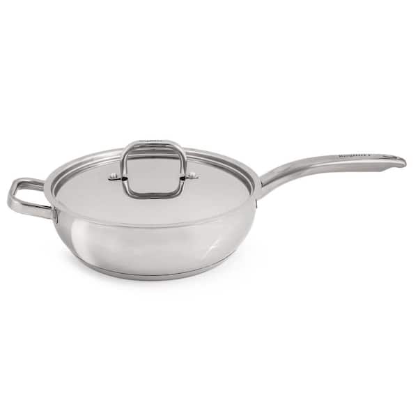 Belly Shape 9.5 in. 18/10 Stainless Steel Deep Skillet With SS Lid 3.2Qt.