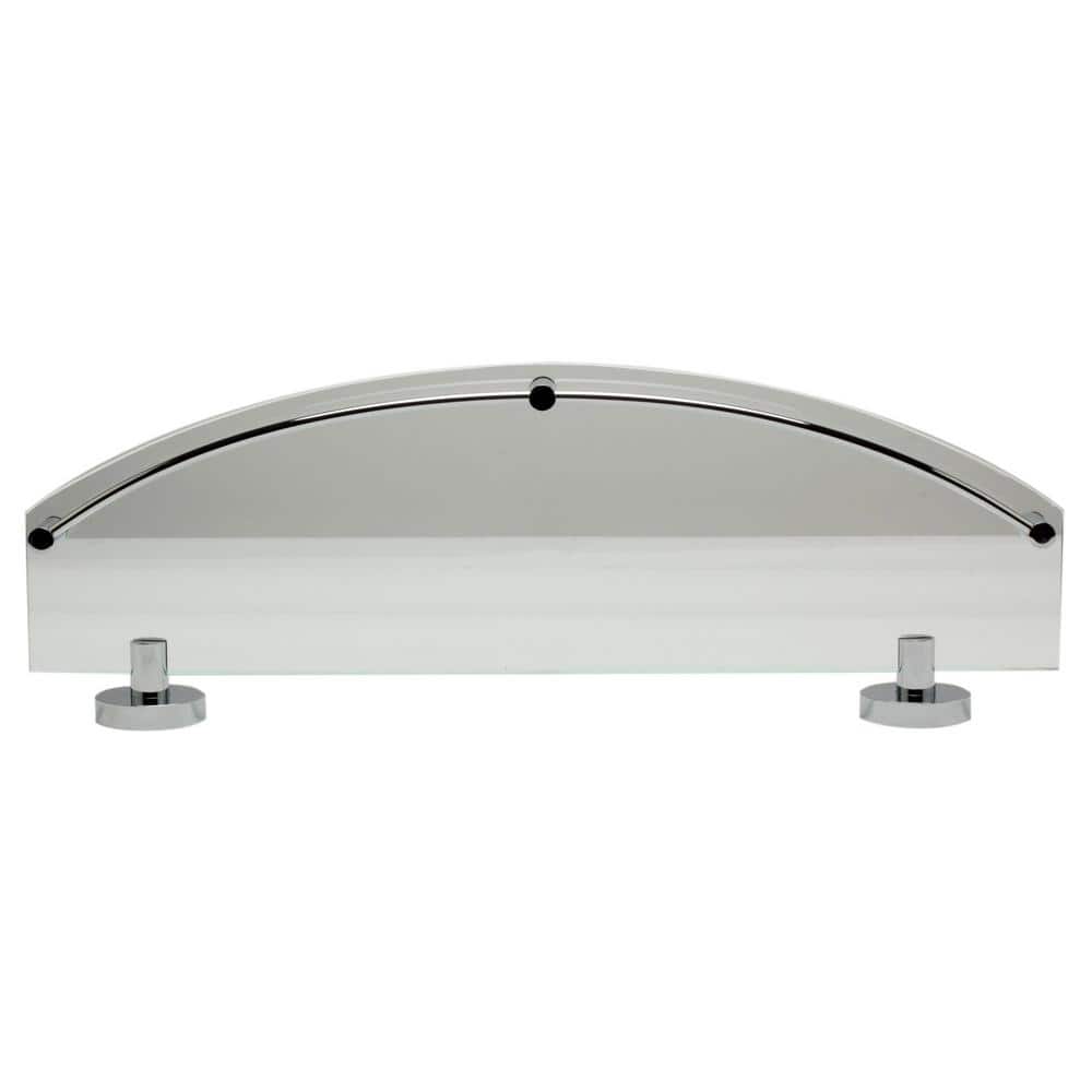 Polished Chrome and Glass Wall Mounted Shower Shelf