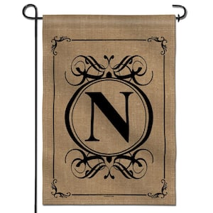 18 in. x 12.5 in. Classic Monogram Letter N Garden Flag, Double Sided Family Last Name Initial Yard Flags