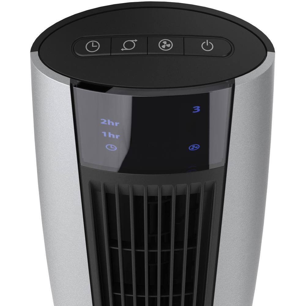 Lasko 34" Silver and Black Oscillating Tower Fan with Remote