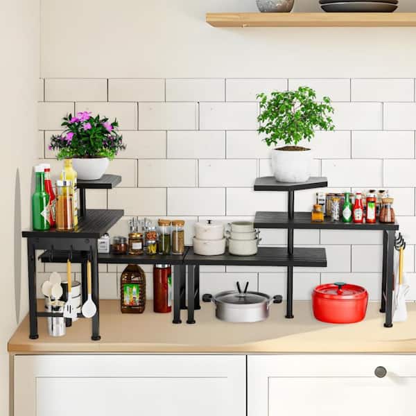 Counter Organizer Shelf,3 Tier Moveable Black Corner Shelf