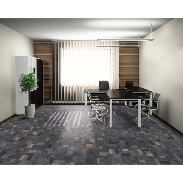 Mohawk - 24 in. x 24 in. Textured Loop Carpet - Basics -Color Ocean Deep