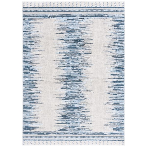 SAFAVIEH Alamo 8 ft. x 10 ft. Gray/Blue Horizontal Transitional Area ...