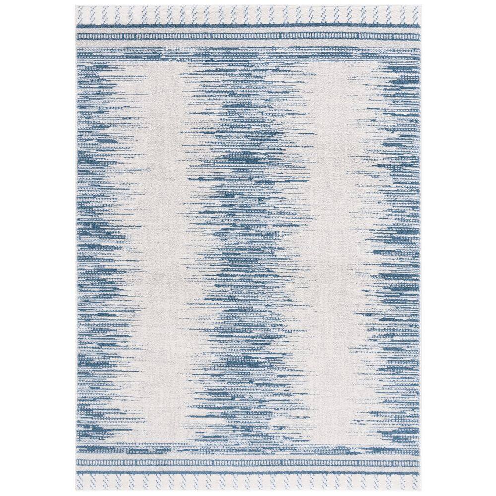 SAFAVIEH Alamo 9 ft. x 12 ft. Gray/Blue Horizontal Transitional Area ...