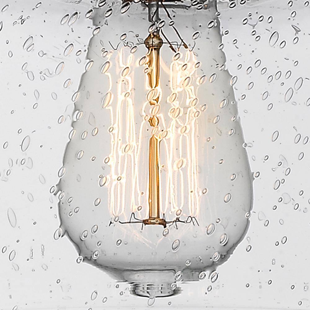 Matte Black Seedy Glass Vintage Flush Mount Light