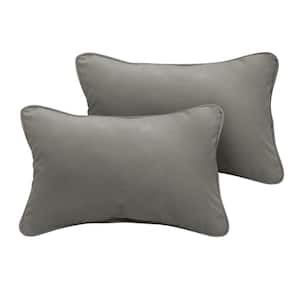 Sunbrella Charcoal Grey Rectangular Outdoor Corded Lumbar Pillows (2-Pack)