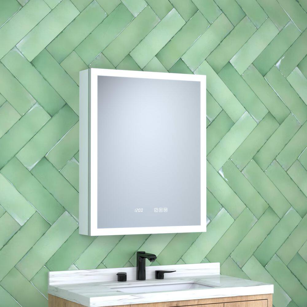 24 in. W x 30 in. H Silver Rectangular Aluminum Dimmable LED Light Recessed/Surface Medicine Cabinet with Mirror price history on PriceWatchPro