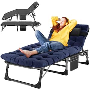 Folding Lounge Chair 5-Position Adjustable Outdoor Reclining Chair Folding Sleeping Bed Cot for Beach Patio Sunbathing