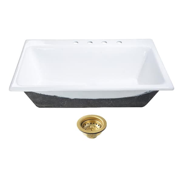 Towne 36 in. Drop-In Single Cast Iron Kitchen Sink with Basket Strainer