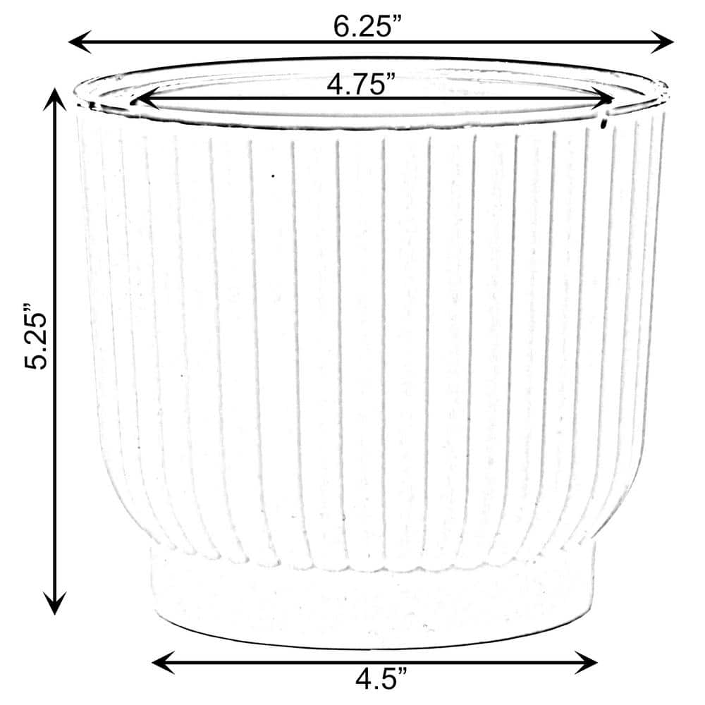 White Ribbed Plastic Self-Watering Indoor/Outdoor Flower Pot Set