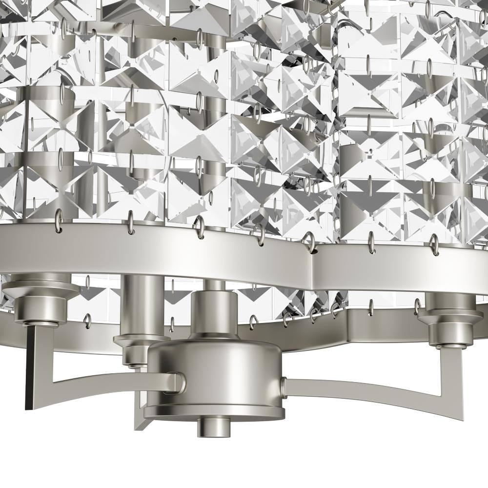 Grammercy Brushed Nickel 3-Light Crystal Drum Flush Mount