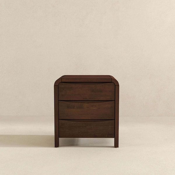 Weylin Modern Walnut Finish Solid Wood 3-Drawer Nightstand (15.7 in. D x 20.4 in. W x 23.6 in. H)