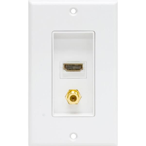 GE 1 HDMI and 1 Coax Wall Plate - White