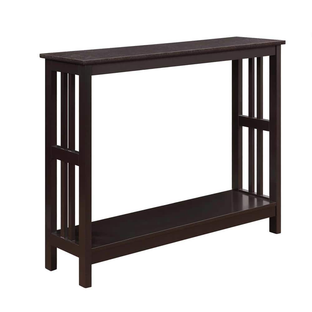 Espresso Mission-Inspired Console Table with Bottom Shelf