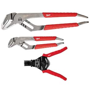 6 in. and 10 in. Straight-Jaw Pliers Set with Automatic Wire Stripper and Cutter (3-Piece)