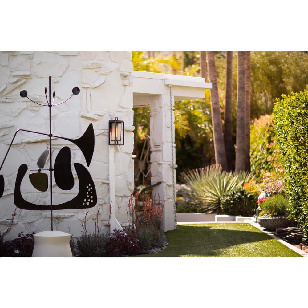 Elegant Black Outdoor Wall Lantern with Clear Seedy Glass and Dimmable LED