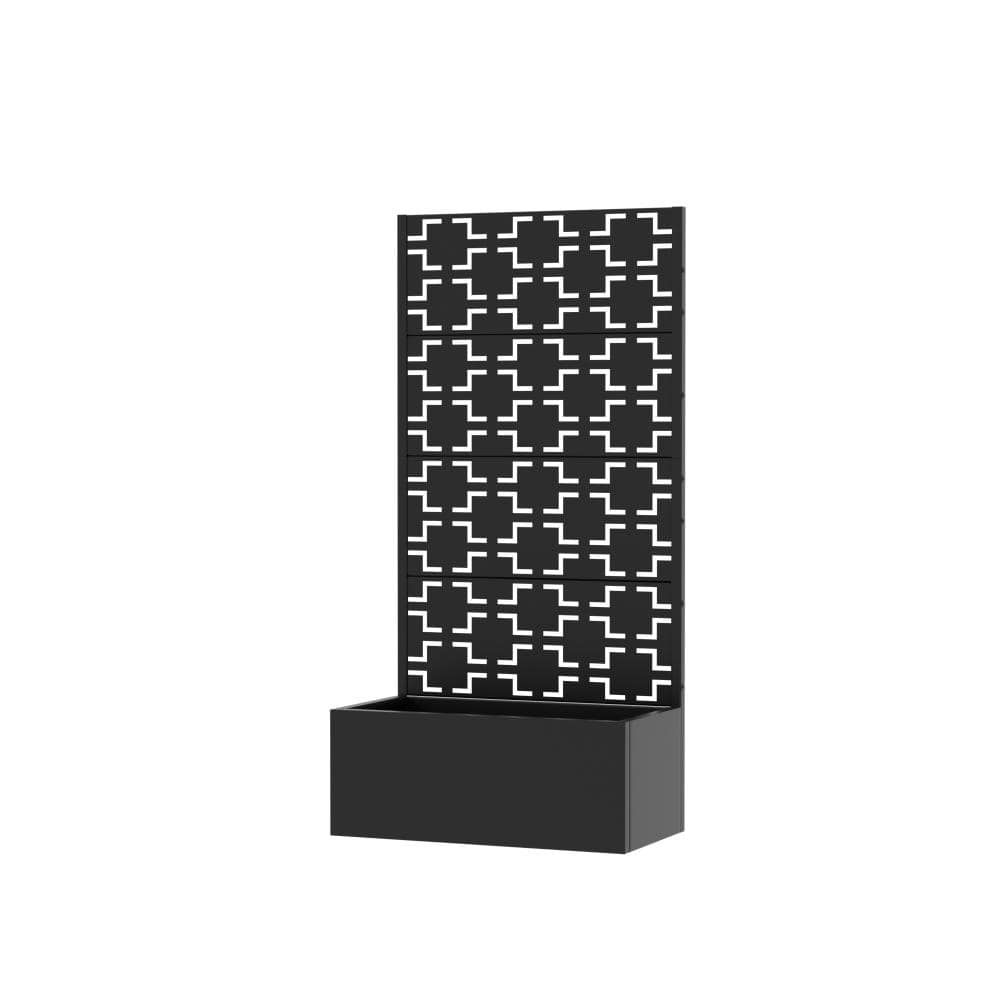 59 in. L x 30 in. W x 12 in. H Rectangular Planter with Square Trellis, Black Metal, Outdoor (1-Pack) price history on PriceWatchPro