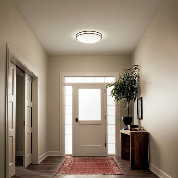 Avon 24 in. 1-Light Brushed Nickel Integrated LED Transitional Hallway Flush Mount Ceiling Light