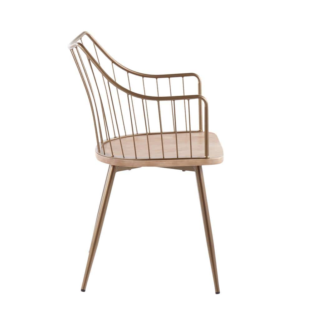 Windsor High Slat Back Arm Chair in Antique Copper and White Wash