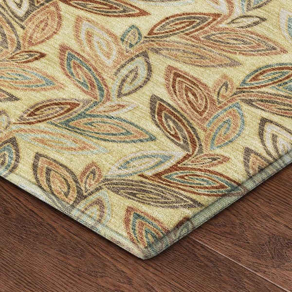 Mayfield Premium Machine Washable Abstract AMF2557 Wheat 10 ft. x 14 ft. Area Rug