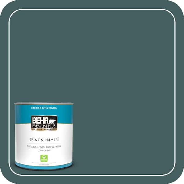 BEHR PREMIUM PLUS 1 qt. #BXC-15 Green Mallard Satin Enamel Low Odor Interior Paint & Primer