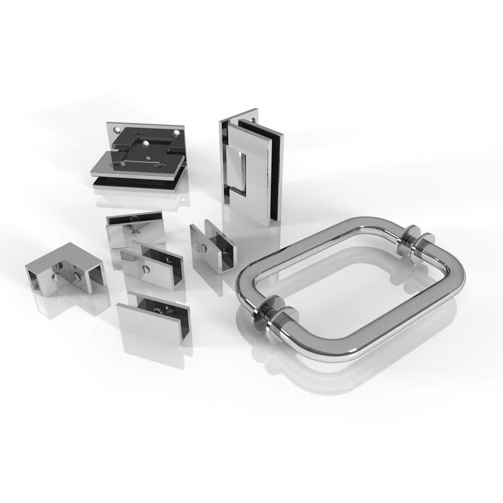 Glass Warehouse 78 in. 90 Degree Wall Hinged Hardware Pack in Chrome
