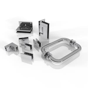 78 in. 90 Degree Wall Hinged Hardware Pack in Chrome with Handle