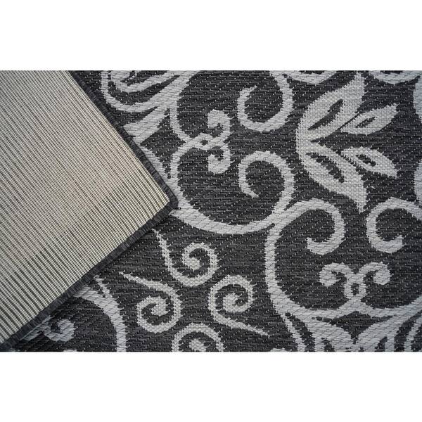 Benissimo Gray 6 ft. x 9 ft Floral Modern Polypropylene Indoor/Outdoor Area Rug