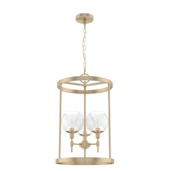 Xidane 3-Light Alturas Gold Island Pendant Light with Clear Glass Shades