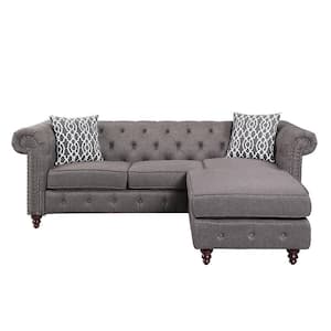 Waldina 66 in. W 1-piece Velvet L Shaped Sectional Sofa in Brown