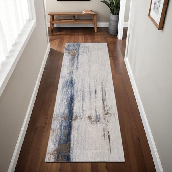 Blue 2 x 8 ft. Loomed Abstract Runner Indoor Area Rug