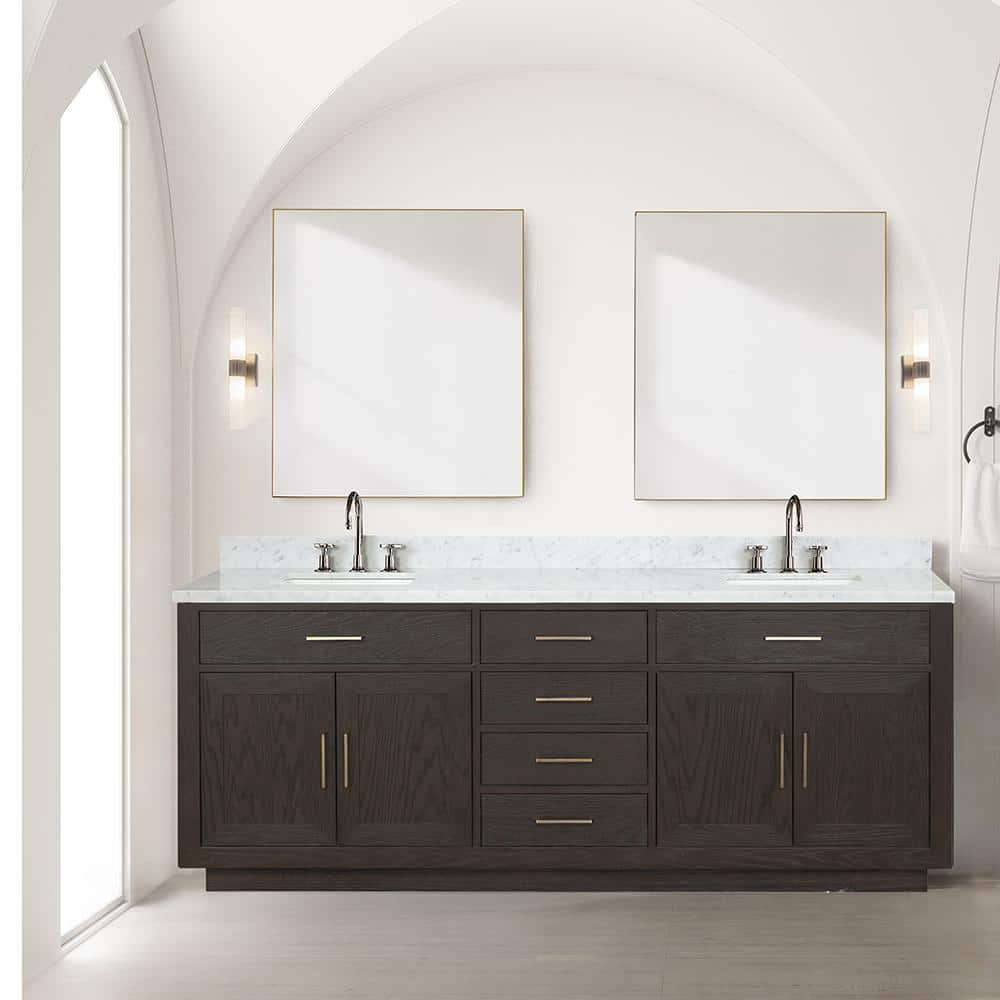 Lexora Condor 84 in W x 22 in D Brown Oak Double Bath Vanity and Carrara  Marble Top LVCO84DK100 - The Home Depot