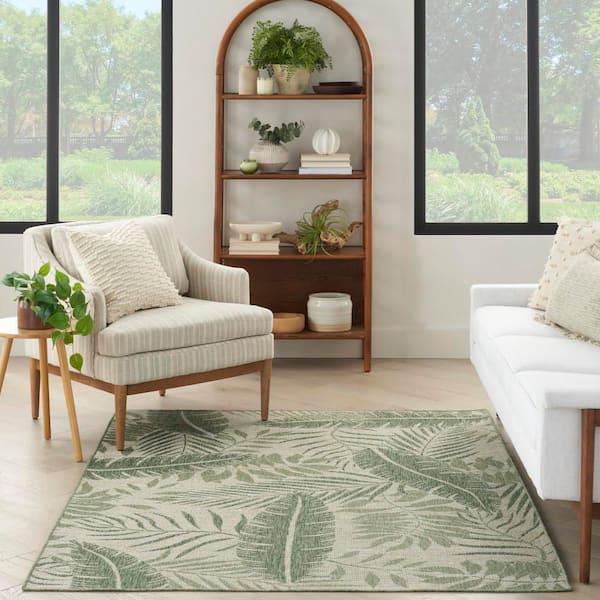 Garden Oasis Ivory Green 5 ft. x 7 ft. Nature-inspired Contemporary Area Rug