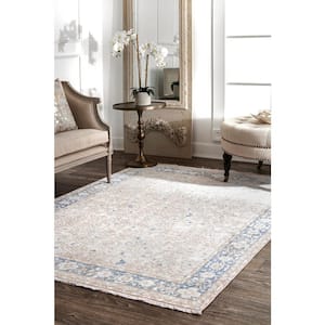 HT Design Rectangular Area Rug for Living Room,3564 Traditional Gray/Blue  7x10 Modern Rugs, Easy to clean, Pet Friendly Indoor carpet for living room