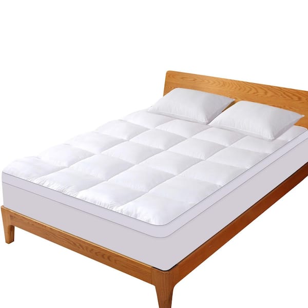 White Extra Thick Mattress Pad Cover Back 8-25" Elastic Deep Pocket Down Alternative King Mattress Topper