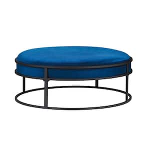 Skyview Navy and Gray Upholstered Ottoman