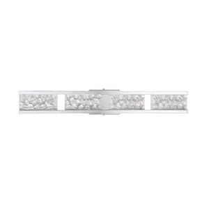 CALLAVIO 32 in. 4 Light Chrome, Clear LED Vanity Light Bar with Clear Glass Shade